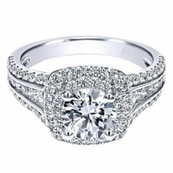 NEW 925 STERLING SILVER DIAMOND HALO RING, CUTE RING, SHINY RING. - Picture 5 of 5